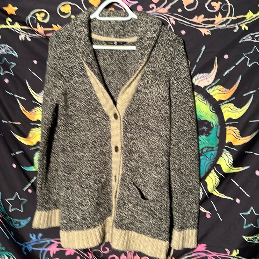 Amnesia Knit Women’s Cardigan Sweater in Grey Size Large